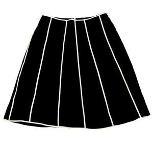 Anne Carson Black & White A-Line Skirt with Back Zipper Size Large 100% Ramie